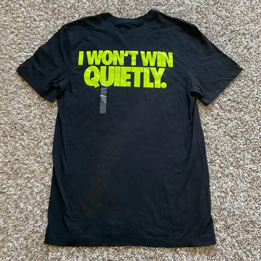 Nike NSW I Won't Win Quietly T-Shirt Men's S Black Training Tee Soft Cotton